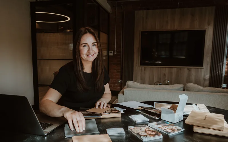Ashley preparing orders and packaging at the Bespoke Foil Company workshop