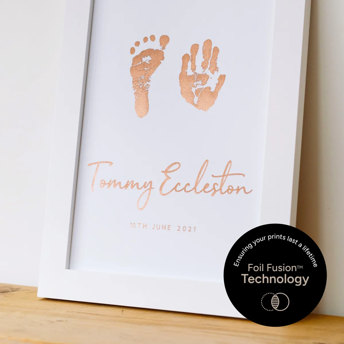 Foil hand and footprint keepsake