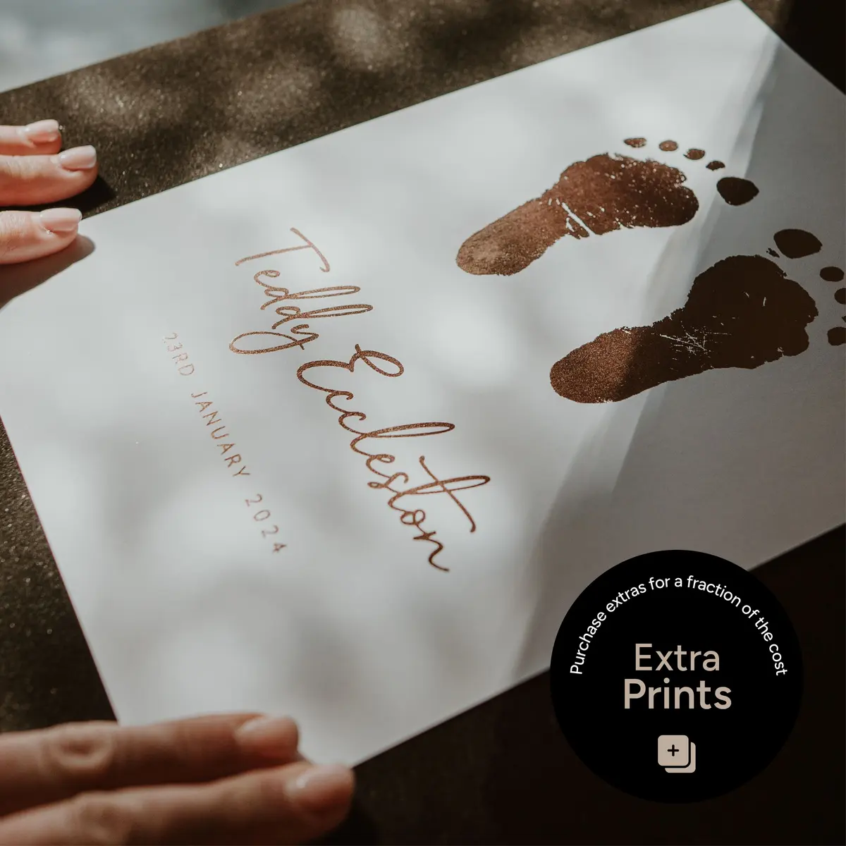 Foil hand and footprint keepsake