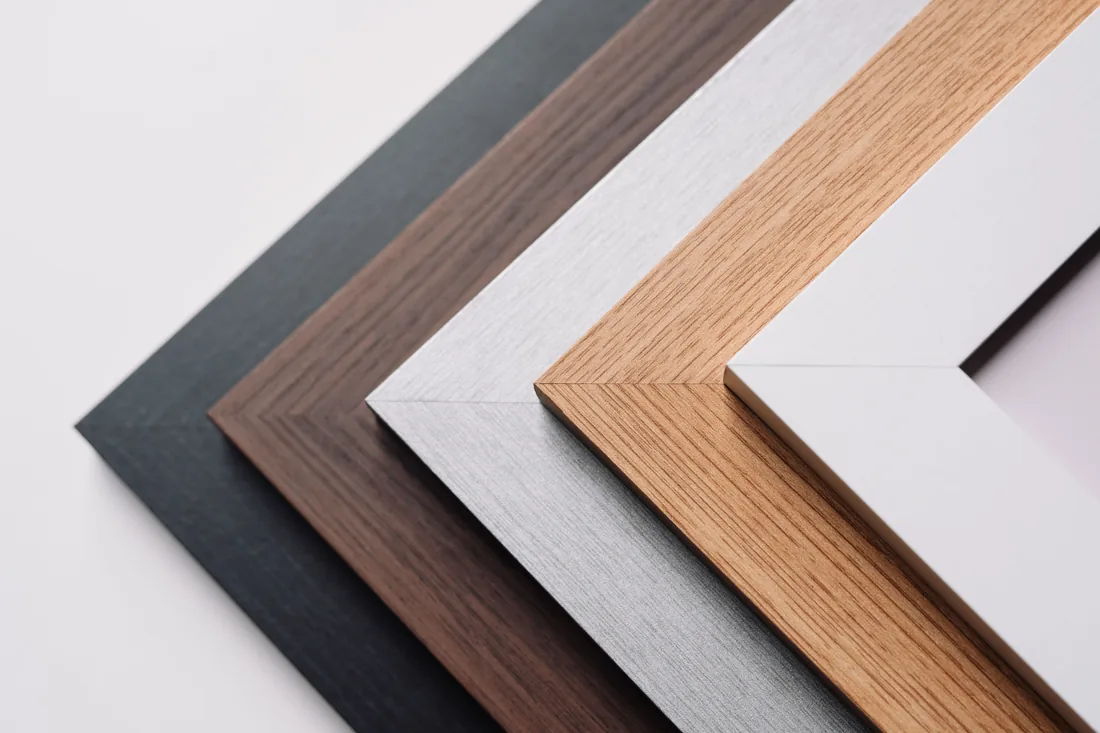 A range of solid wood frame finishes