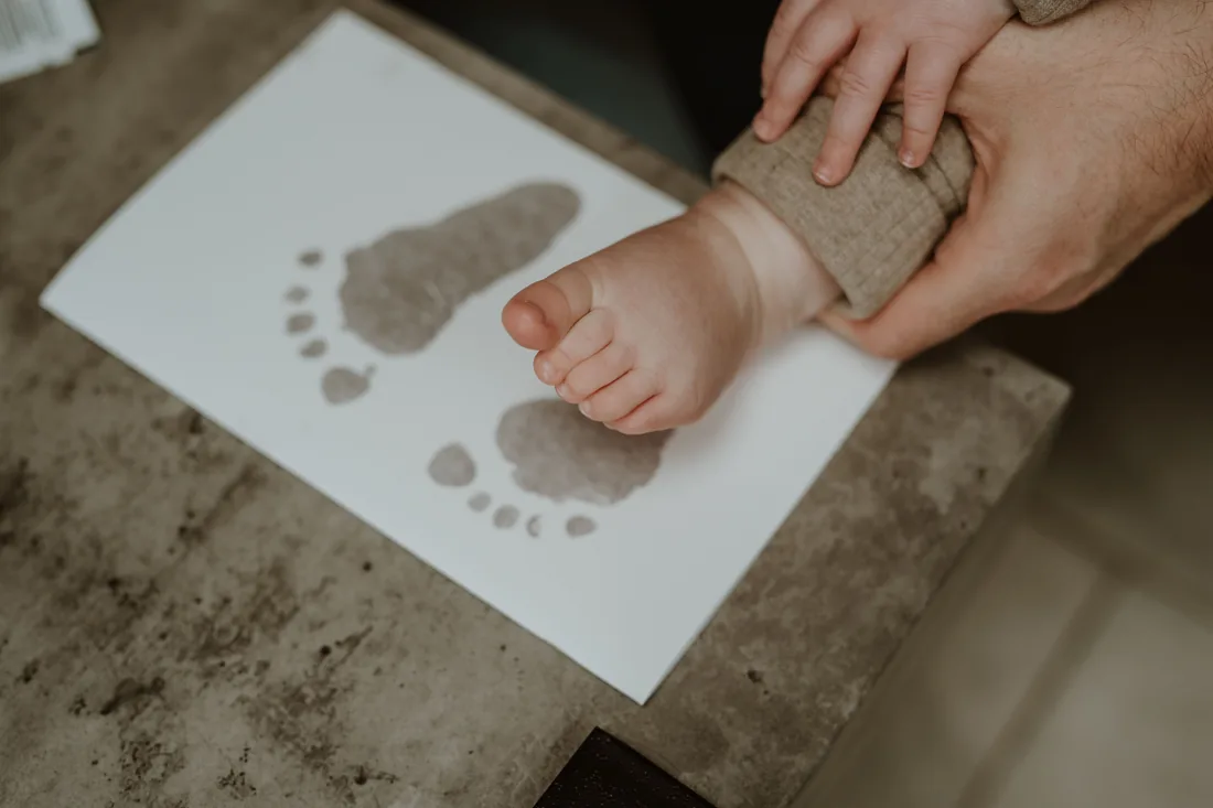 Taking a baby's footprints at home