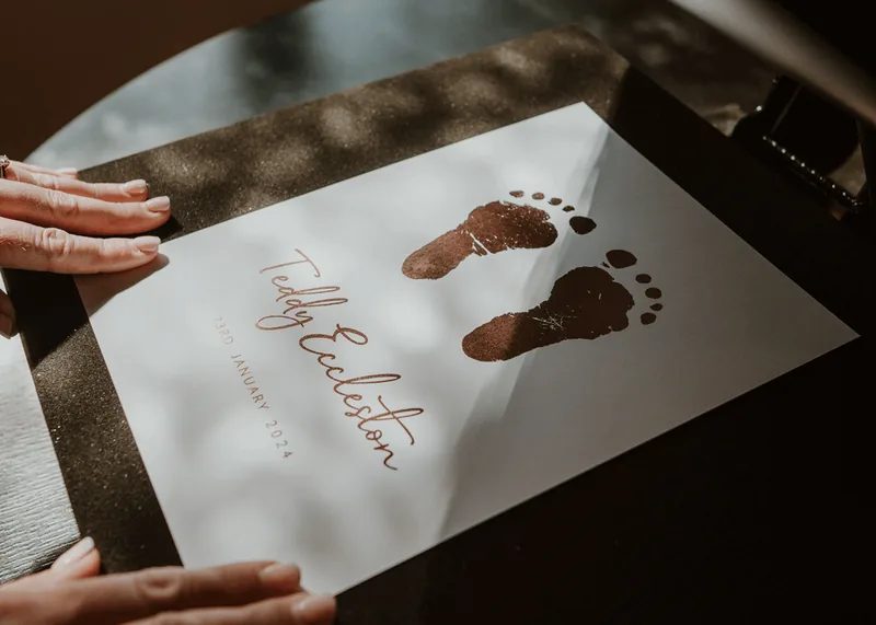 A close-up of foiled footprints