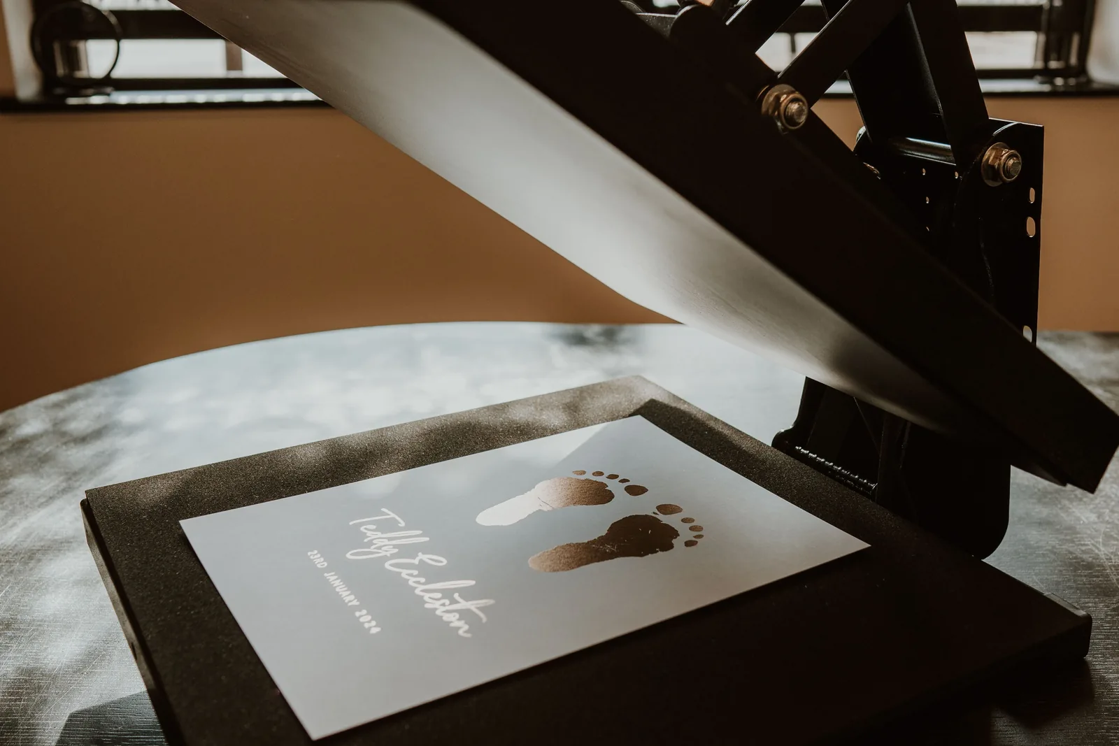 The foiling press in the workshop
