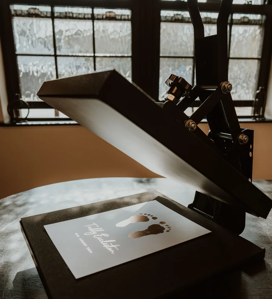 The foiling press in the workshop